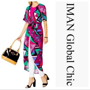 Brand New! IMAN Global Chic Printed High/Low Top Size PXL
